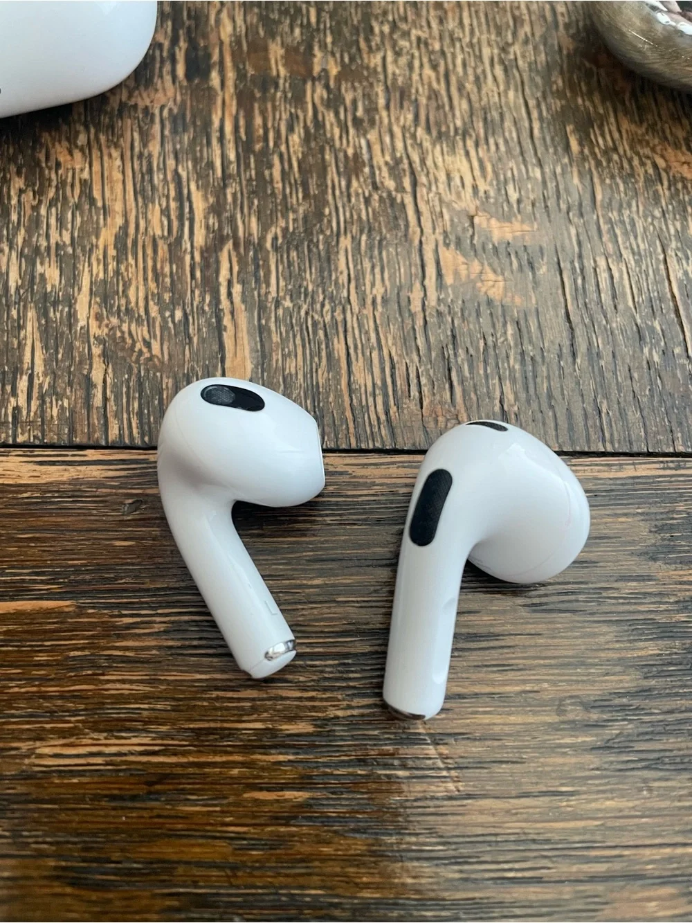 Apple White AirPods 3 with Charging Case and Silver Casetify Protective Case
